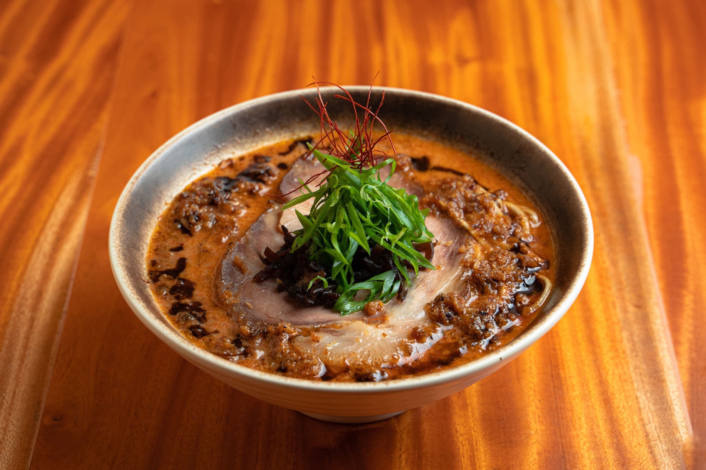 Red Dragon Ramen — shio-based broth with mild chilis and black garlic